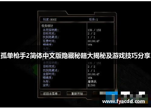 孤单枪手2简体中文版隐藏秘籍大揭秘及游戏技巧分享